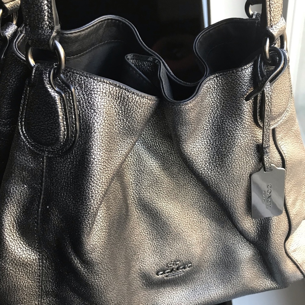 Coach Edie shoulder purse gunmetal grey